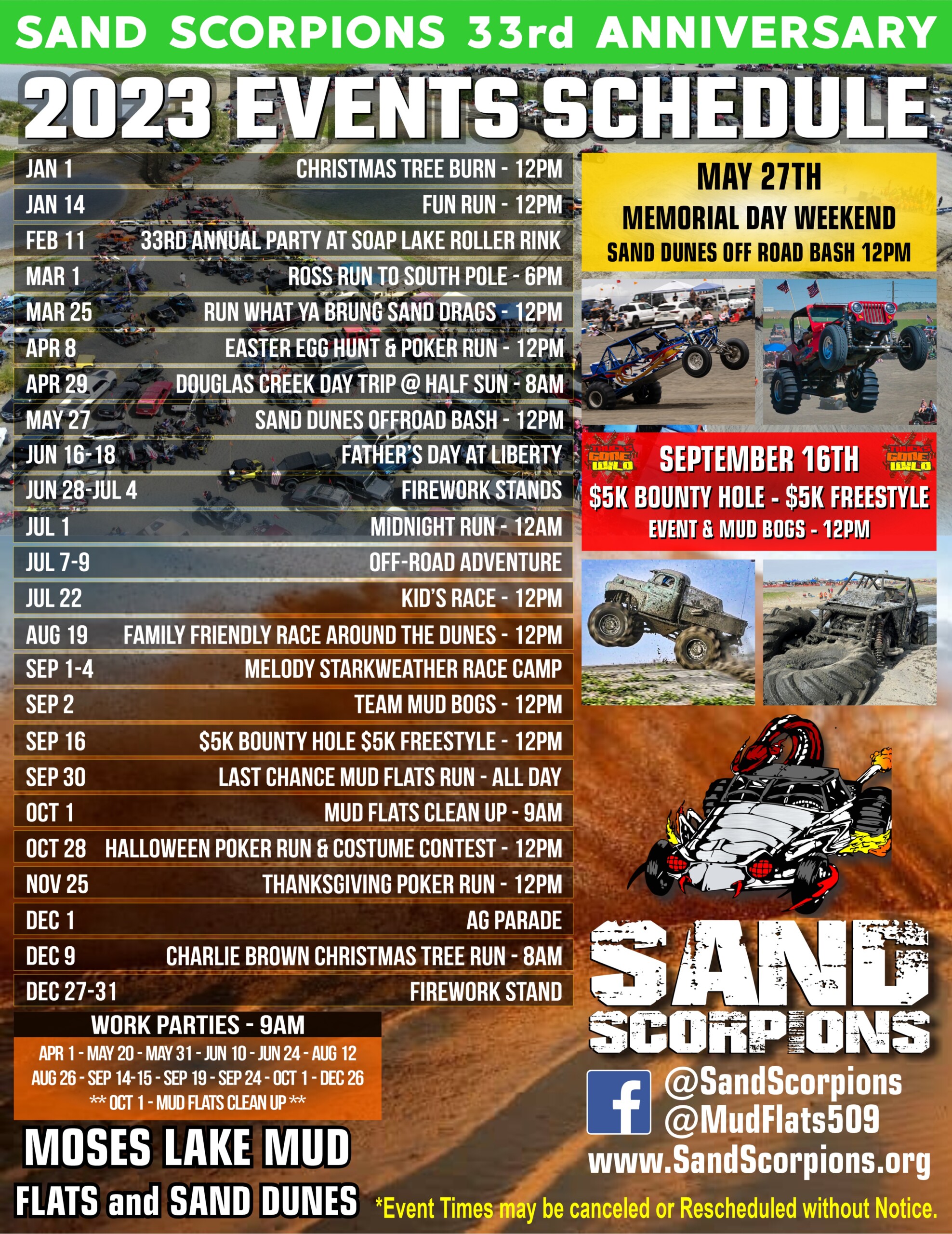 Sand Scorpions $5K Bounty Hole – $5K Freestyle Event & Mud Bogs – Tour ...